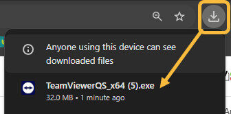 Workshop Software screen showing this will trigger a download of teamviewer