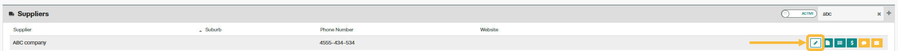 Workshop Software screen showing to edit the details of a supplier, click on the ' edit ' button and make the ...