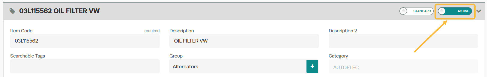 Workshop Software make a product inactive showing ' active ' button to ' inactive ' and click ' save '