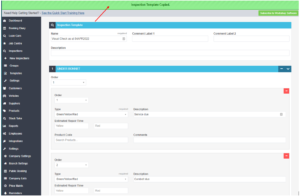 Confirmation new inspection template created