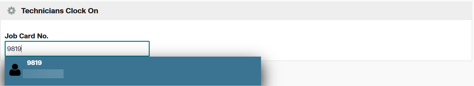 Workshop Software use the mechanic clock on function showing job card when it appears in blue