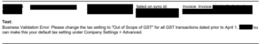 Workshop Software screen showing if your business is not set-up for gst (tax) and you integrate with an accoun...