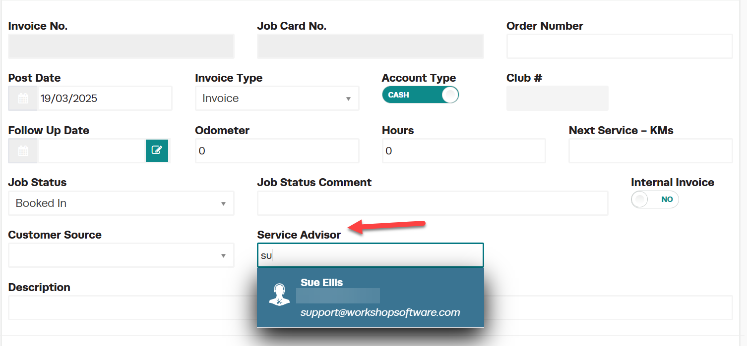 Workshop Software service advisors on job cards step 7 of 13