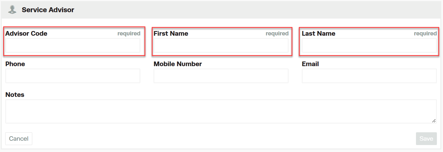 Workshop Software service advisors on job cards showing service advisor details then click save