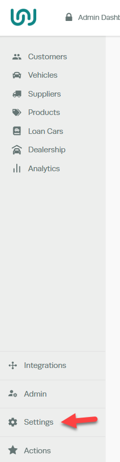 Workshop Software screen showing to set up the employee title name, go to settings