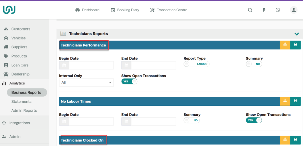 Workshop Software screen showing this will reflect on reports