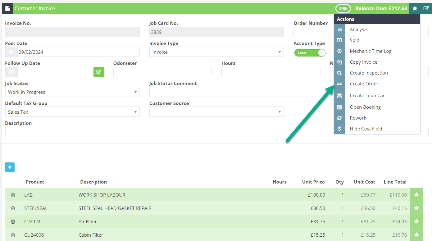 Workshop Software screen showing when you are ready to place your order with gsf select the action star and cr...