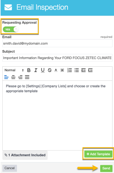 Workshop Software screen showing - make sure to toggle the requesting approval option to yes if you need the c...