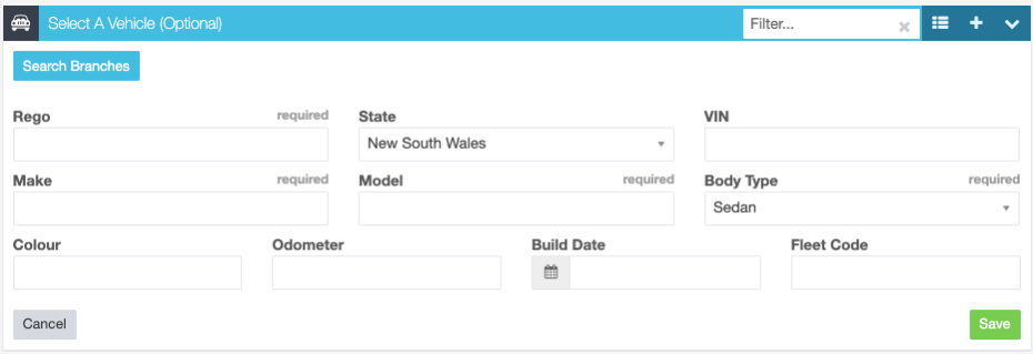Workshop Software screen showing since this customer has used another branch, click the “+” button to add a ne...