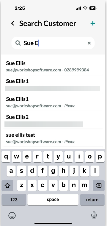 Workshop Software mobile app invoice functionality showing 