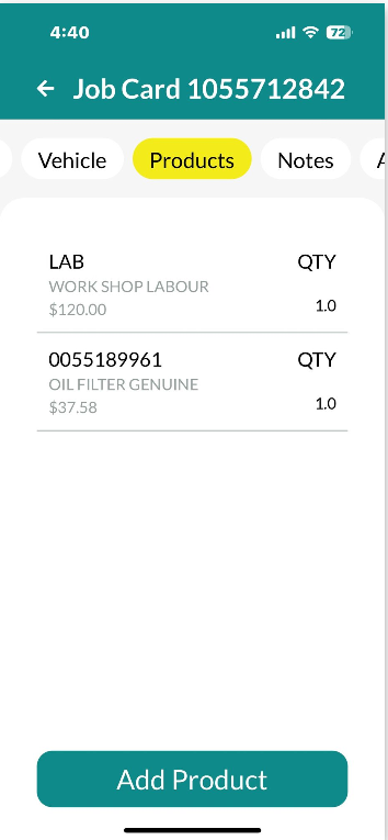 Workshop Software mobile app invoice functionality step 7 of 33