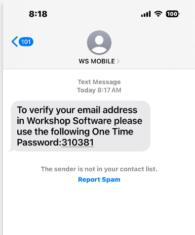Workshop Software screen showing in the case that you cannot receive sms (due to lack of credits or any other ...