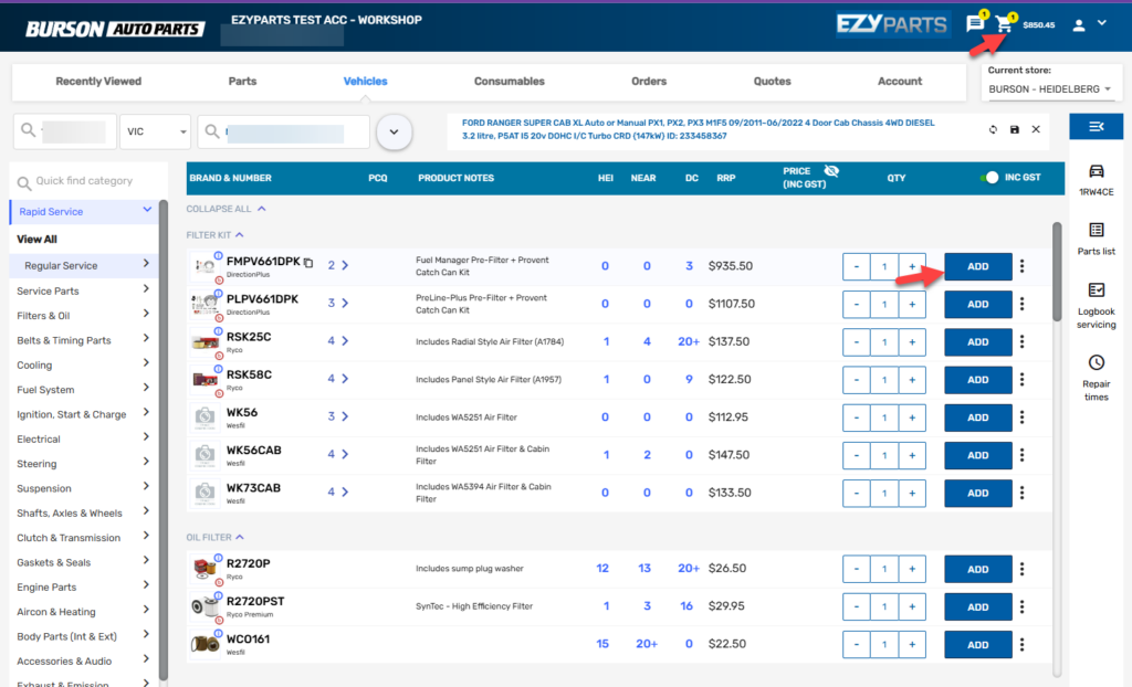 Workshop Software order and purchase parts from burson showing parts from burson to workshop software in burson, select th...