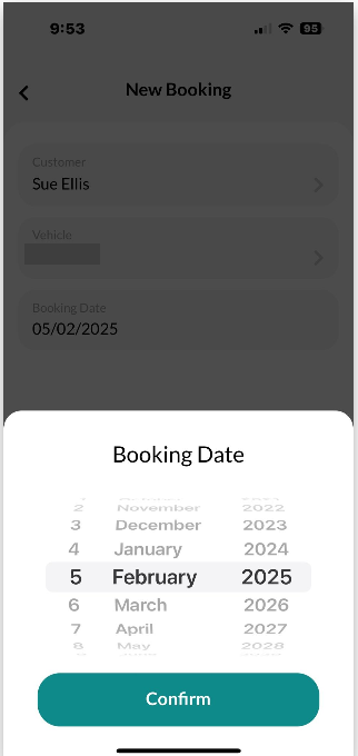 Workshop Software booking diary feature mobile app step 17 of 43