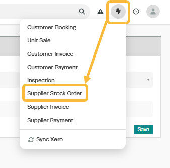 Workshop Software create an order for a unit showing supplier stock order by clicking on the ' + ' icon next to the main s...