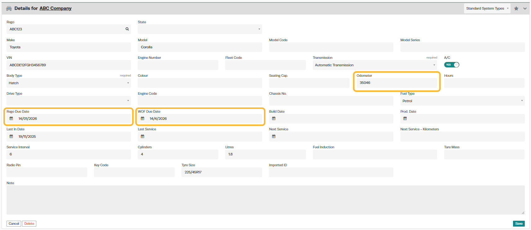 Workshop Software screen showing the information will now be updated in the vehicle profile to show the new va...