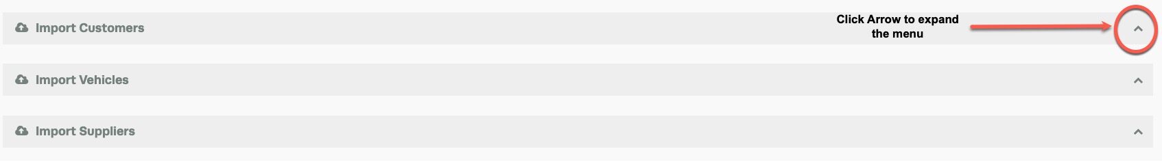 Workshop Software how to import data showing arrow at the right end of the blue bar to expand the menu of the data that yo...