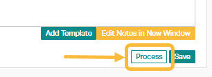 Workshop Software how to record a customer credit showing blue 'process' button located on the bottom right hand corner of...