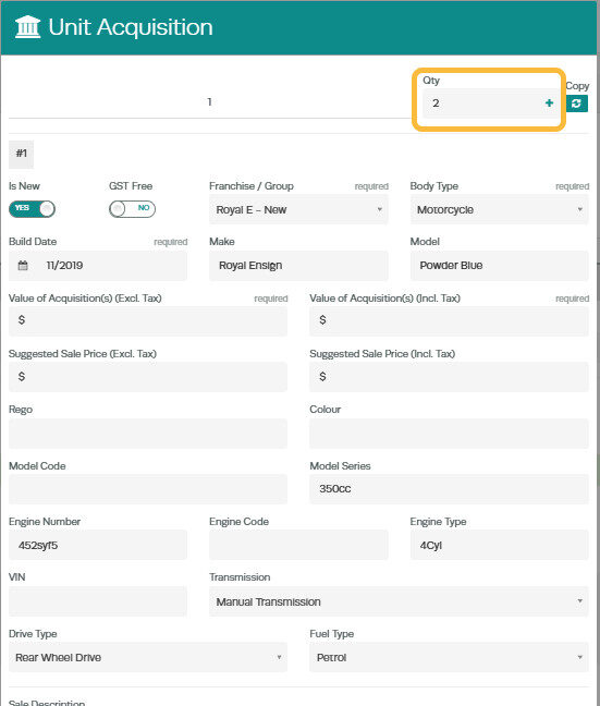 Workshop Software screen showing next enter in the number of units you are ordering in the ' qty ' field and t...
