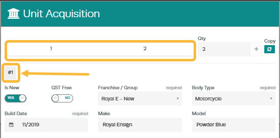 Workshop Software screen showing below this you will see #1 displayed this means the form below is details rel...