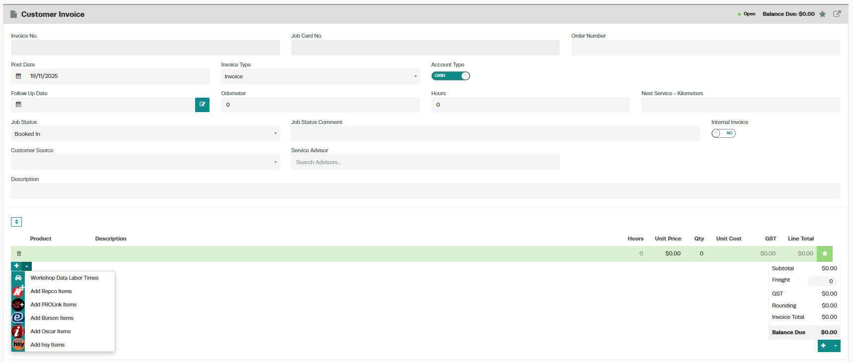 4. Enter the details into the invoice screenshot 5