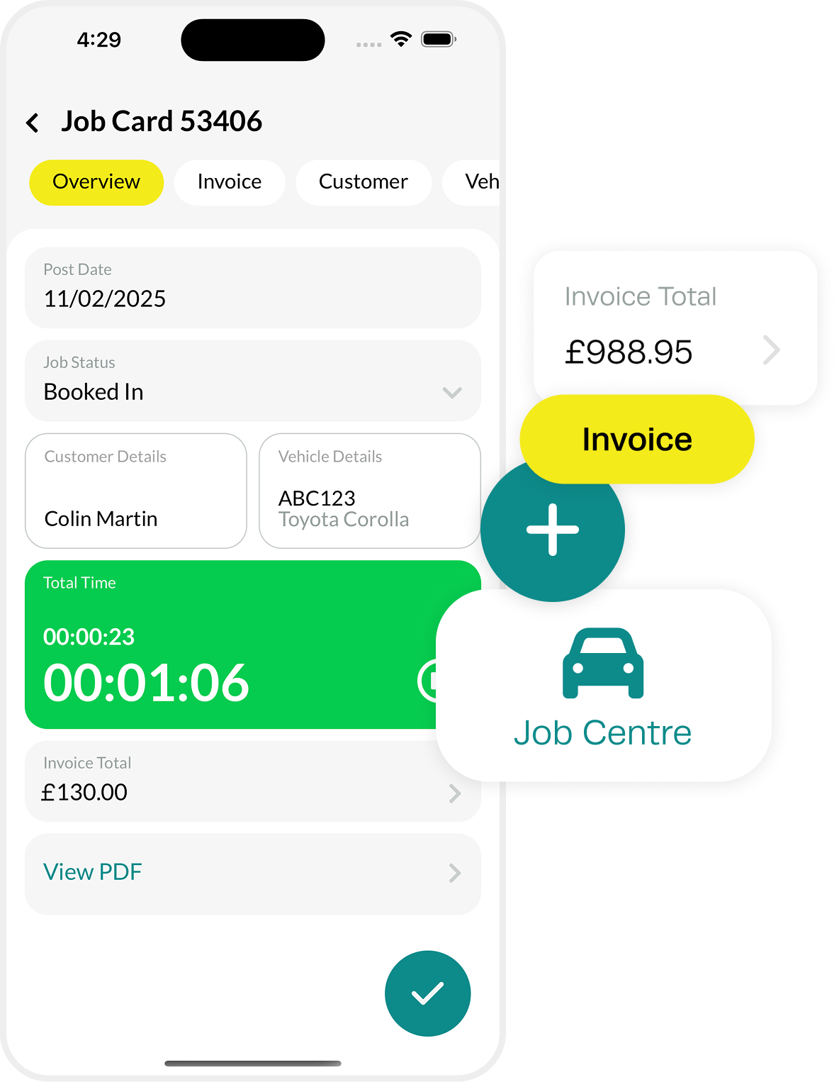 Workshop Software job card – UK format