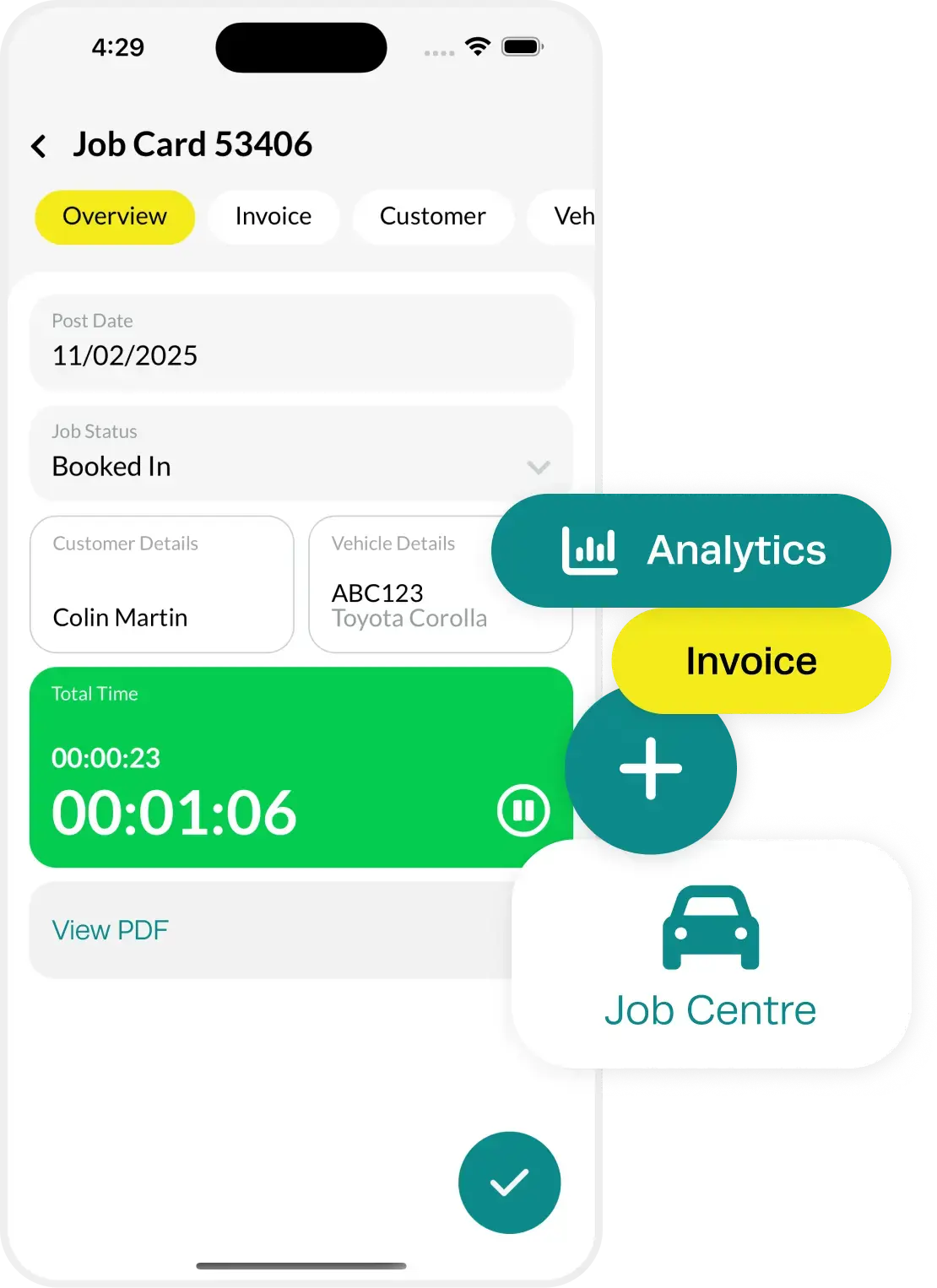 Workshop Software interface showing workshop job list and management dashboard