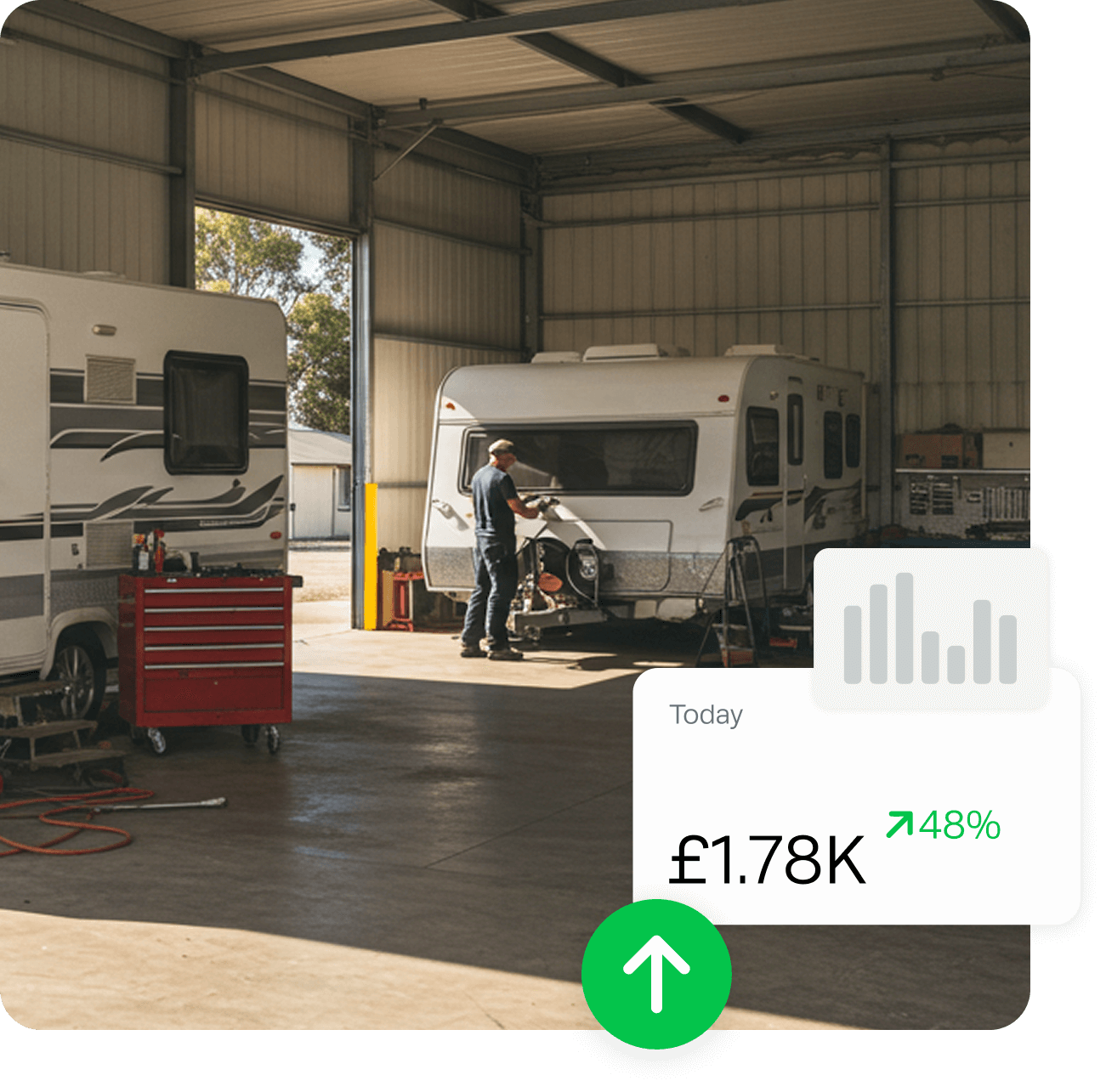 Workshop Software caravan repair job tracking and customer management interface