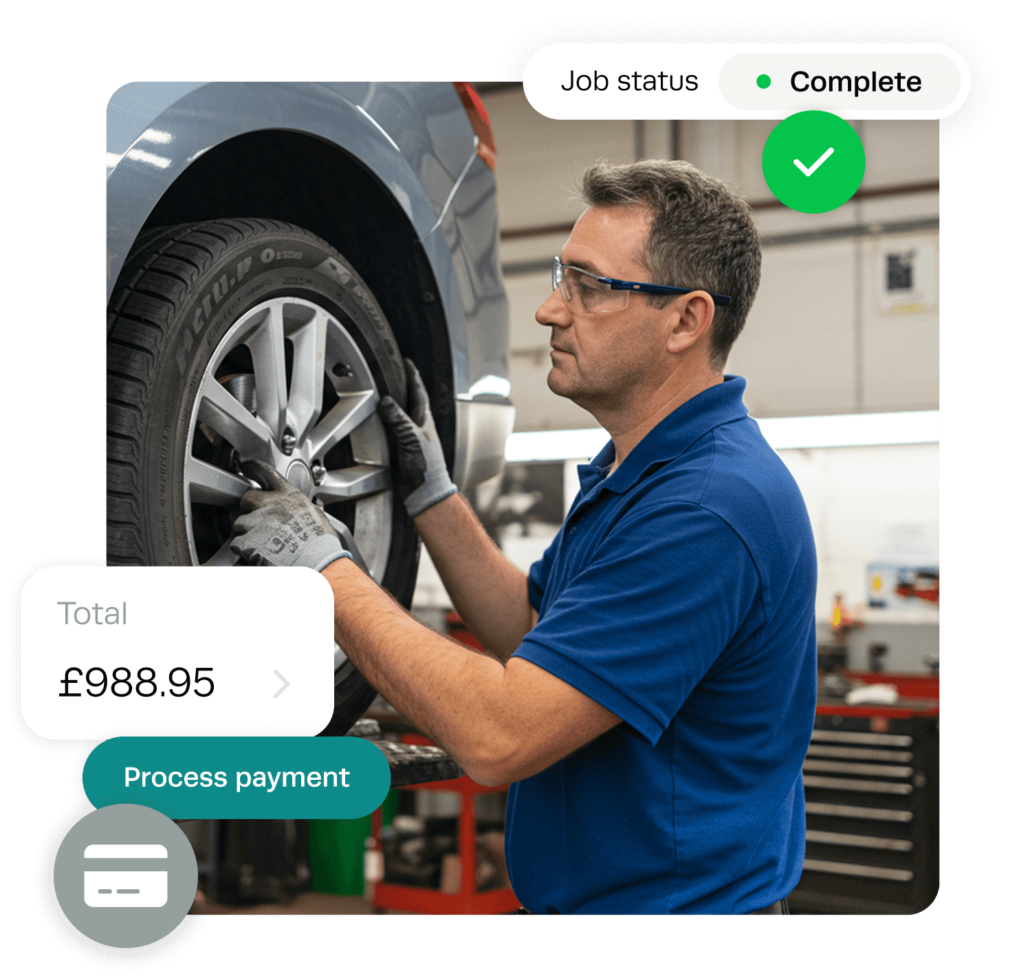 Workshop Software tyre shop job scheduling and inventory management interface