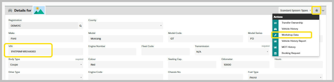 Workshop Software screen showing important notes a valid vin is required to access workshopdata features