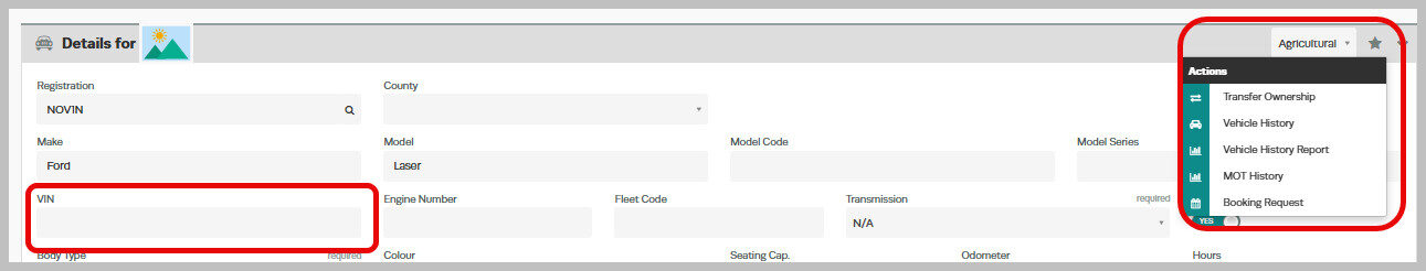 Workshop Software screen showing if no vin is entered for the vehicle, the workshopdata option will not appear...