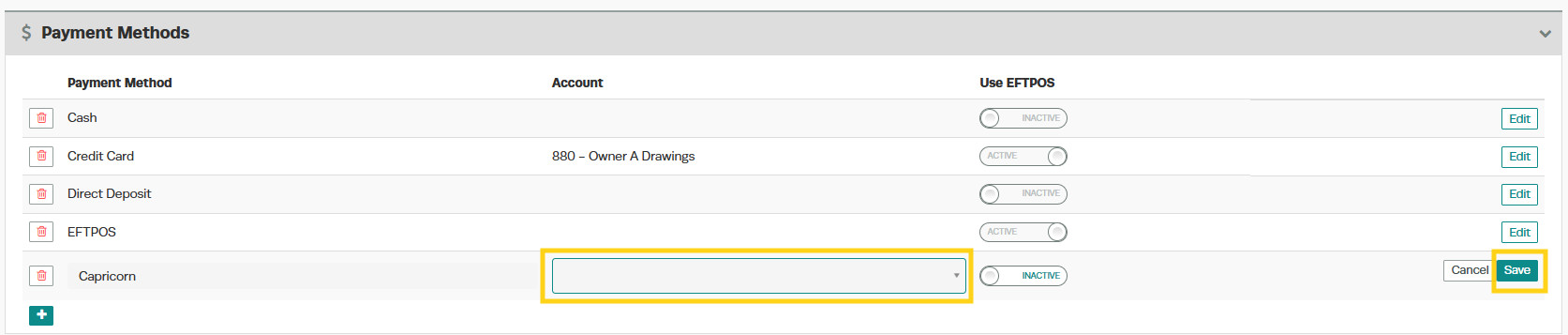 Workshop Software screen showing in the account field, press the arrow to select the correct account, then sav...