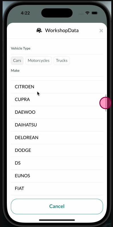 Accessing Workshop Software on mobile app — step 10