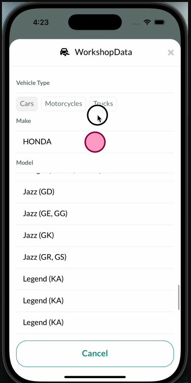 Accessing Workshop Software on mobile app — step 11