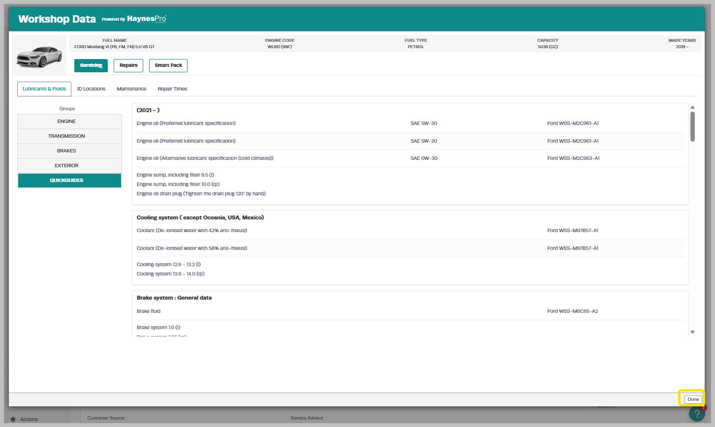 Workshop Software screen showing repair manuals technical drawings adjustments and specifications preferred lu...