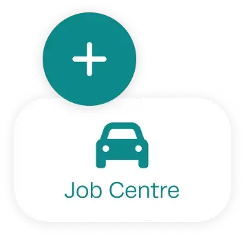 Workshop Software Job Centre dashboard displaying active vehicle repair jobs and technician assignments